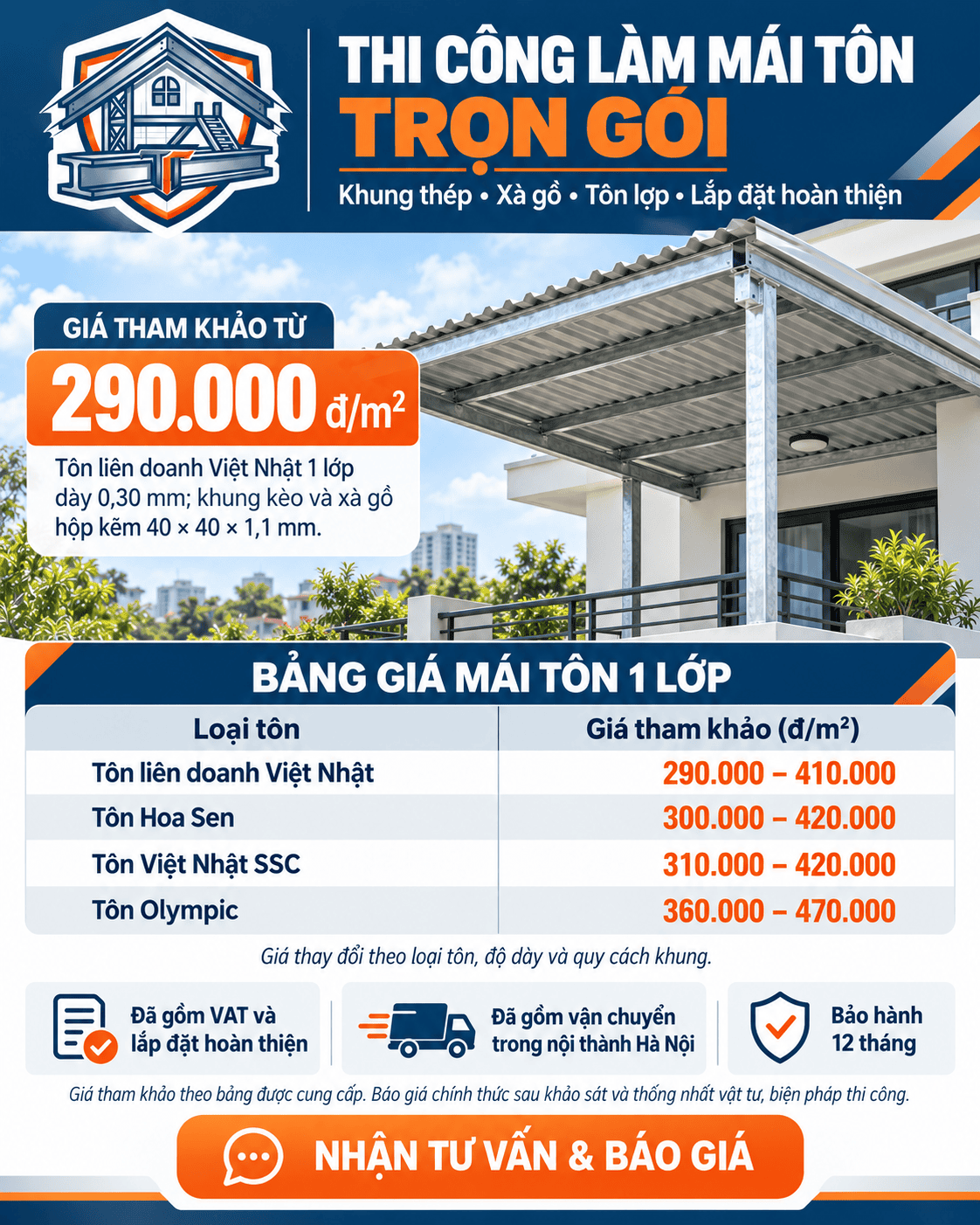 Thi Công Làm Mái Tôn Trọn Gói